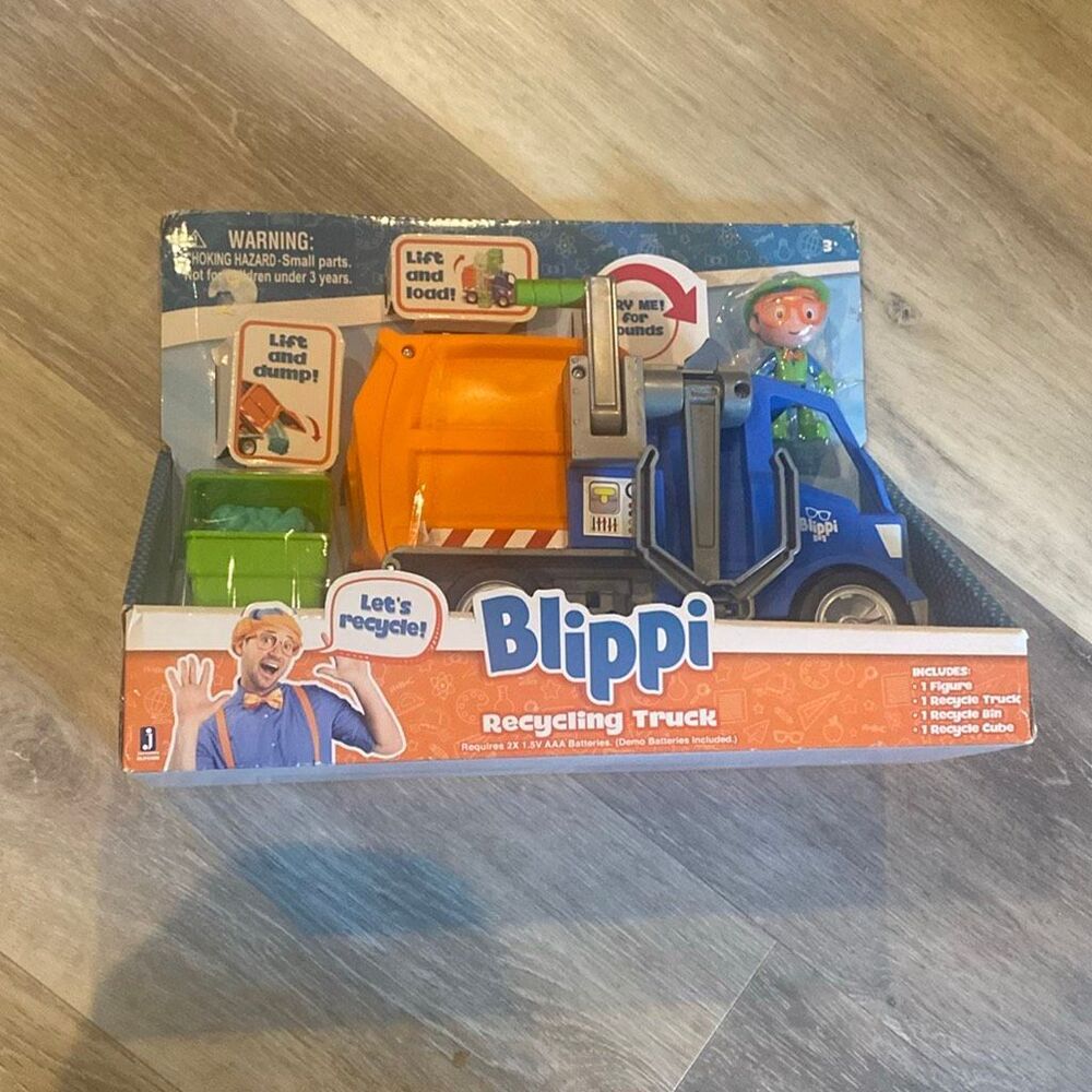 Blippi Recycling Truck Jazwares Talking Toy Vehicle Moonbug New Figure Bins NIB